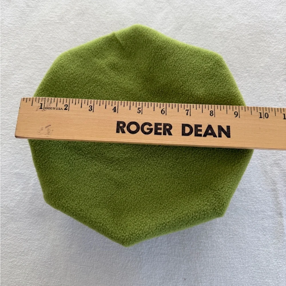Lime‎ Green Wool Beret with Rainbow Trim Festival Fairy Grunge